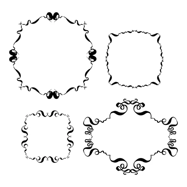 Set vintage sierlijke frames. handgetekende vectorillustratie op witte achtergrond — Stockvector