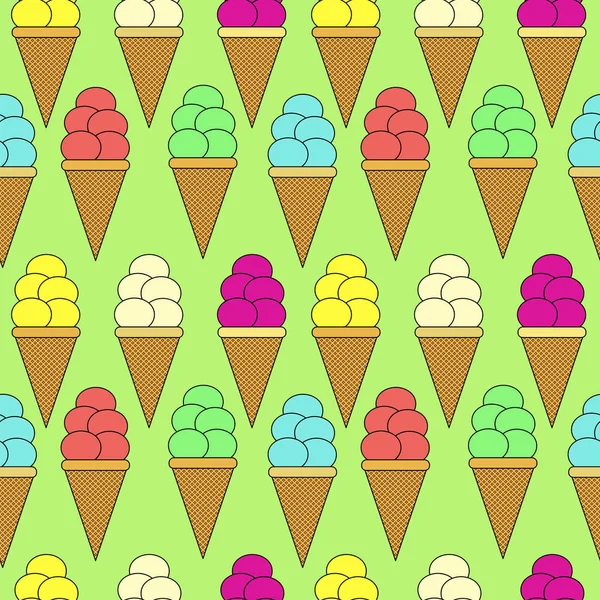 Ice cream cone sömlösa mönster. färgglada vektorillustration — Stock vektor