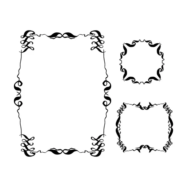 Set vintage sierlijke frames. handgetekende vectorillustratie op witte achtergrond — Stockvector