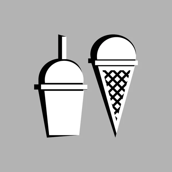 Set of ice cream cone and milkshake. — Stock Vector