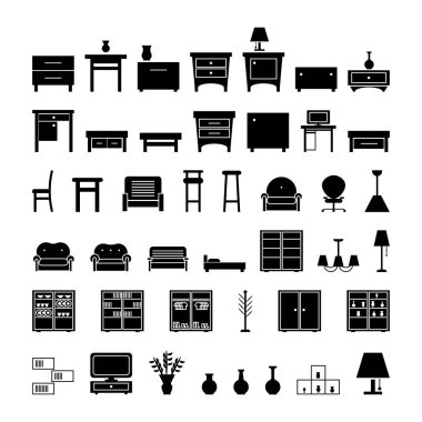 Mobilya Icons set. Vektör 