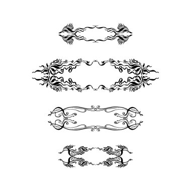 Dekoratif bezeme mimarlık şekiller kümesi. Beyaz arka plan üzerinde çizilmiş vektör çizim