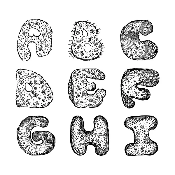 Набір капіталу букви англійського алфавіту A, B, C, D, E, F, G, H, i., мальований Векторні ілюстрації на білому тлі — стоковий вектор