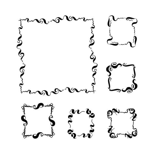 Uppsättning med vintage handskrivna ramar. vektor — Stock vektor