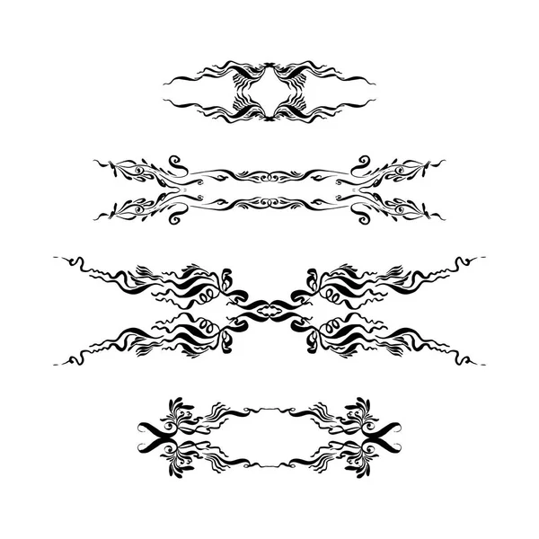 Serie di elementi decorativi. illustrazione vettoriale inchiostro e pennello disegnato a mano — Vettoriale Stock