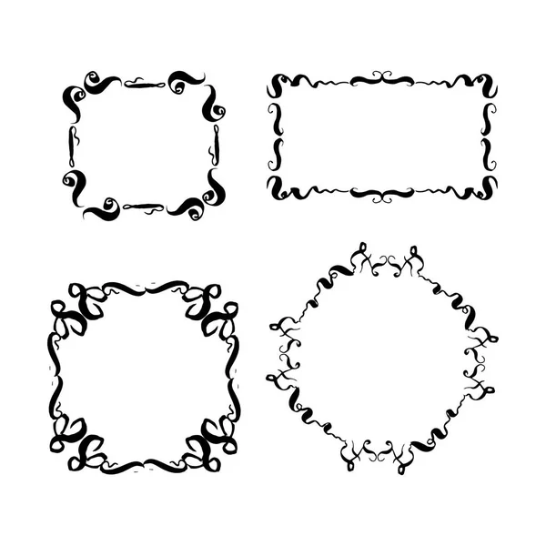 Set von handgezeichneten dekorativen Rahmen. Vektor — Stockvektor