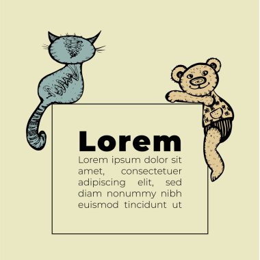 kedi ve ayı karakterler. Çizilmiş