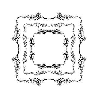 Dekoratif çerçeve kümesi. elle çizilmiş 
