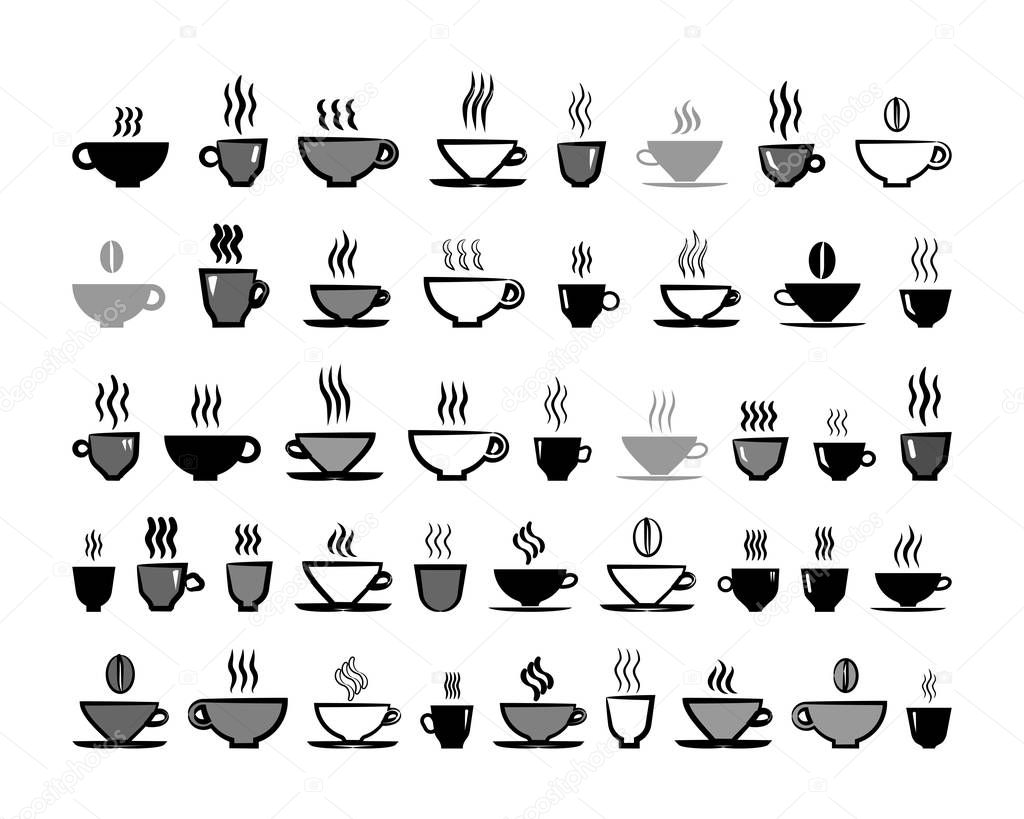 coffee set. various cups of coffee.