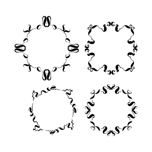 Conjunto de marcos ornamentales dibujados a mano para el diseño. vector ilustración en blanco y negro — Archivo Imágenes Vectoriales