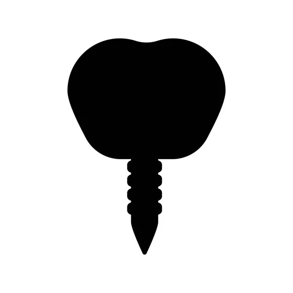 Illustration vectorielle de silhouette d'implant dentaire sur fond blanc — Image vectorielle