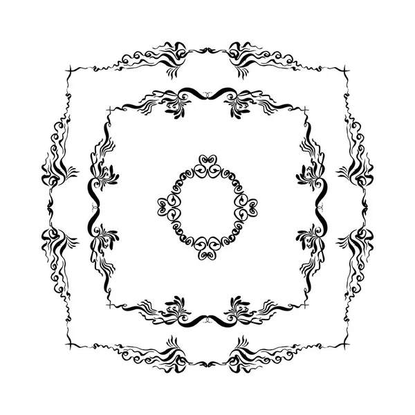 Reihe von dekorativen Rahmen. Handgezeichnete Tinte — Stockvektor