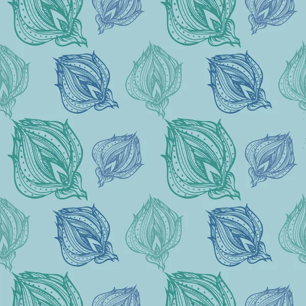 Sömlös blommönster. Dekorativa element ritas för hand med en gelpenna. vektorillustration på en blå bakgrund — Gratis stockfoto