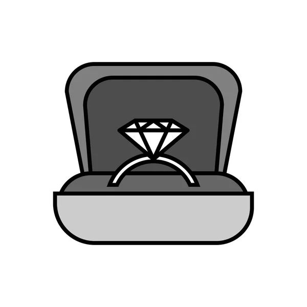 Бриллиантовое кольцо на иконке коробки . — стоковый вектор
