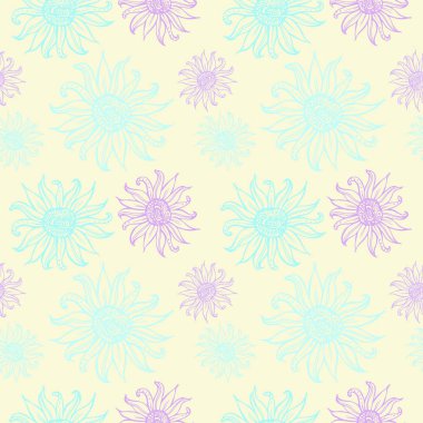 çiçek Vintage Dikişsiz desen. el çizilmiş