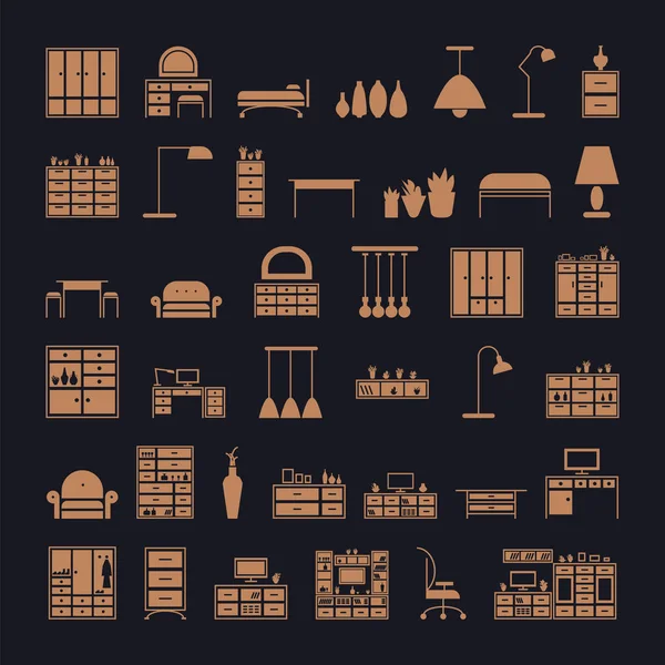 Conjunto de iconos de muebles. — Vector de stock