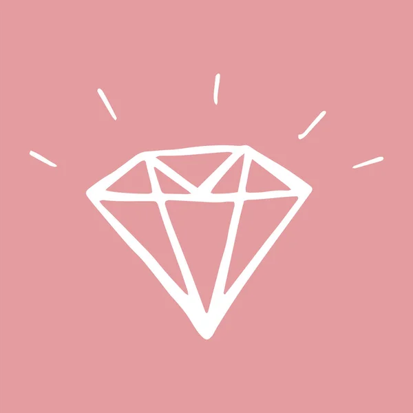 Diamant hand getekende icoon — Stockvector