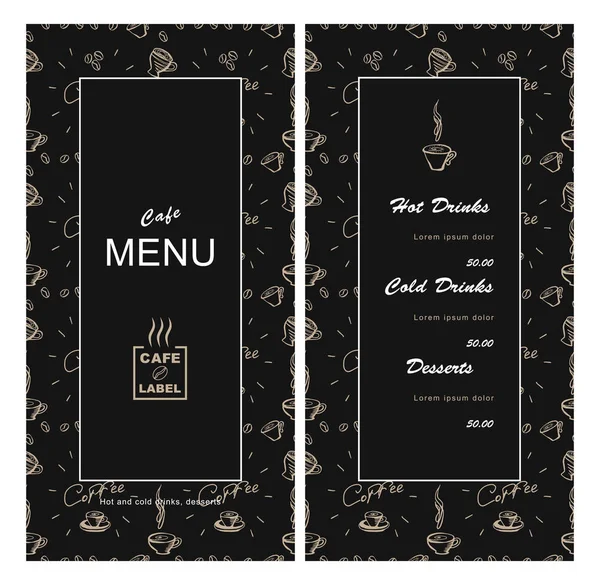 Menu template for cafe, coffee house, bar. — Stock Vector