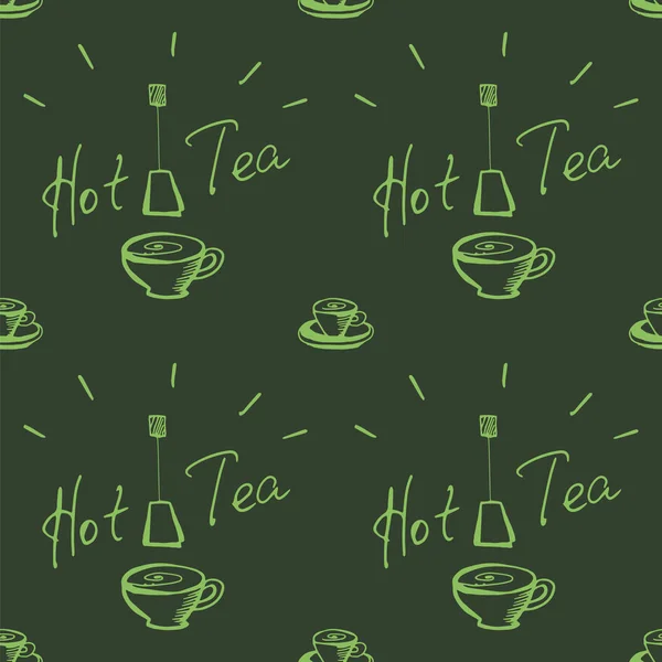 Xícara de chá sem costura padrão —  Vetores de Stock