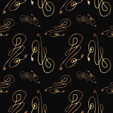Altın dekoratif elemanları Dikişsiz desen.