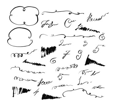 öğeleri ve dokular el çizilmiş seti