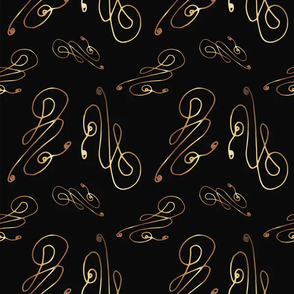 Éléments décoratifs dorés motif sans couture . — Image vectorielle