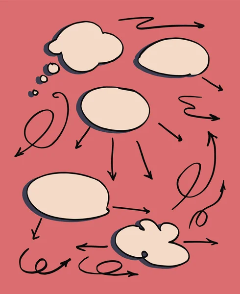 Bubliny a šípy řeči kreslené ručně. vektorový ilustrace kreslený styl — Stockový vektor