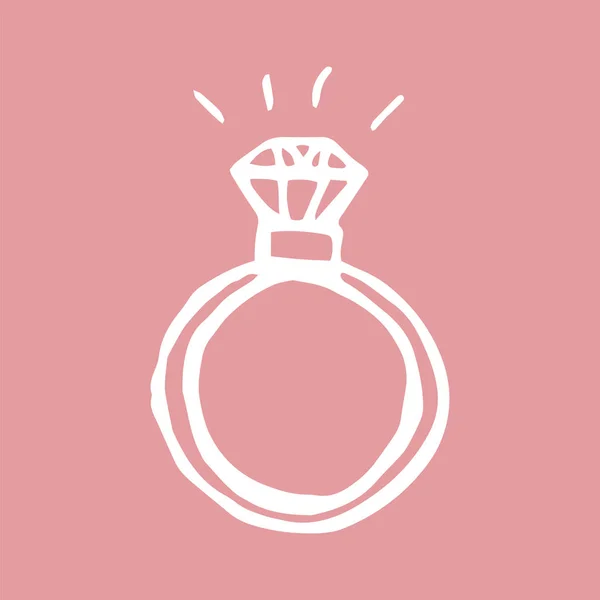 Diamond ring hand drawn icon — Stockvector