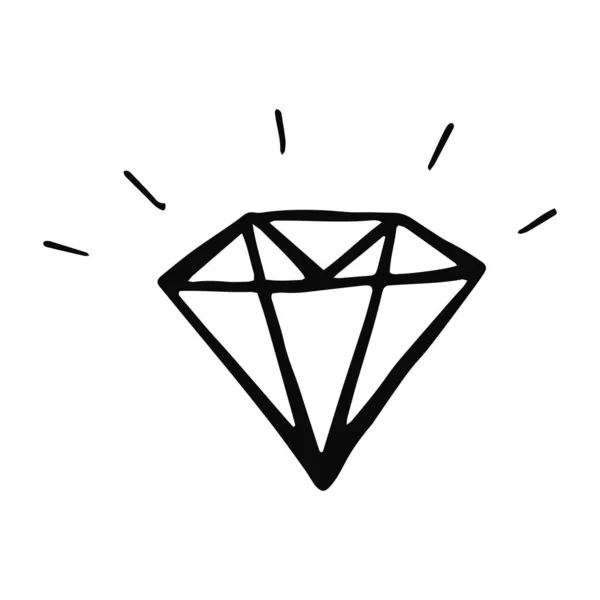 Diamante dibujado a mano icono — Vector de stock