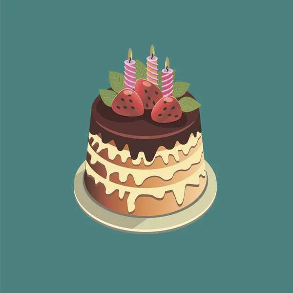 Pastel con crema. vector colorido ilustración — Archivo Imágenes Vectoriales