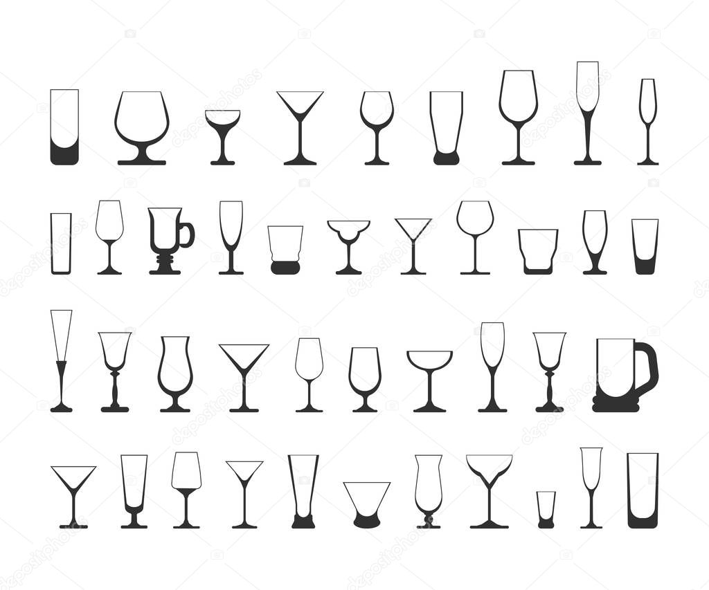 set of wine glasses. 