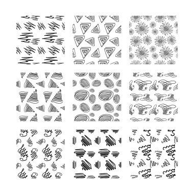 elle çizilmiş öğeler sorunsuz doku seti. 