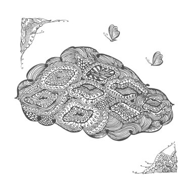 Tasarım için elle çizilmiş dekoratif elemanlar. siyah beyaz 