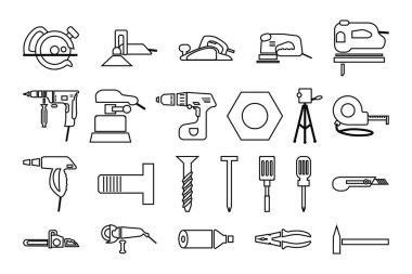 elektrikli alet simgeleri seti. 