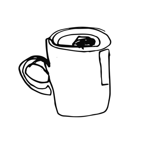 Handgezeichnete Tasse im Cartoon-Stil. — Stockvektor