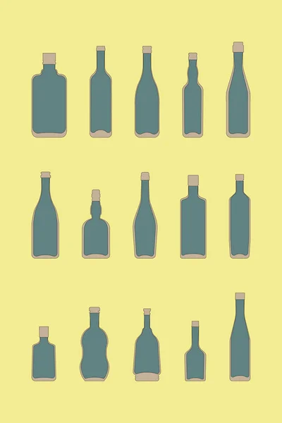 Set bouteilles d'alcool — Image vectorielle