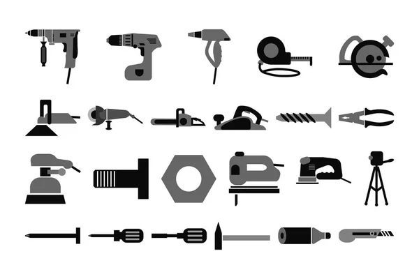 Outils électriques icônes ensemble . — Image vectorielle