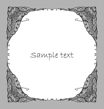 Elle çizilmiş çiçek dekoratif çerçeve. 