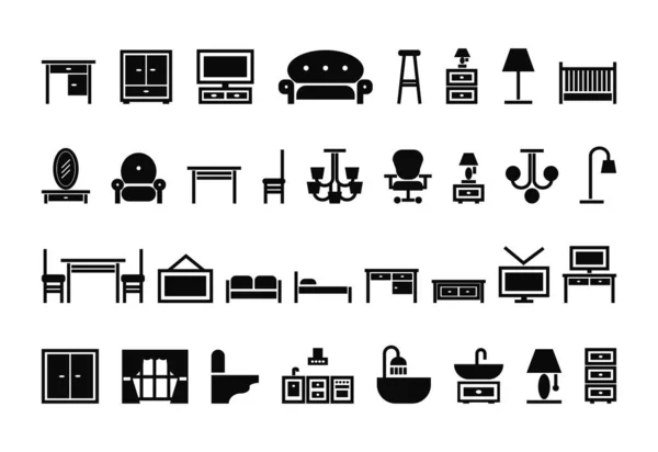 Conjunto de iconos de muebles. — Vector de stock