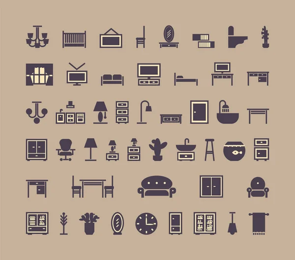 Conjunto de iconos de muebles — Archivo Imágenes Vectoriales
