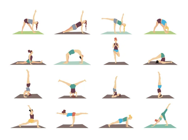 Yoga poses set. — Stock Vector