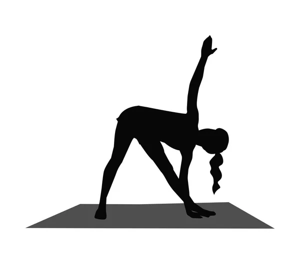 Силуэт девушки в позе йоги . — стоковый вектор