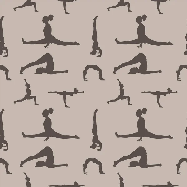 Yoga poses seamless pattern. — Stock Vector