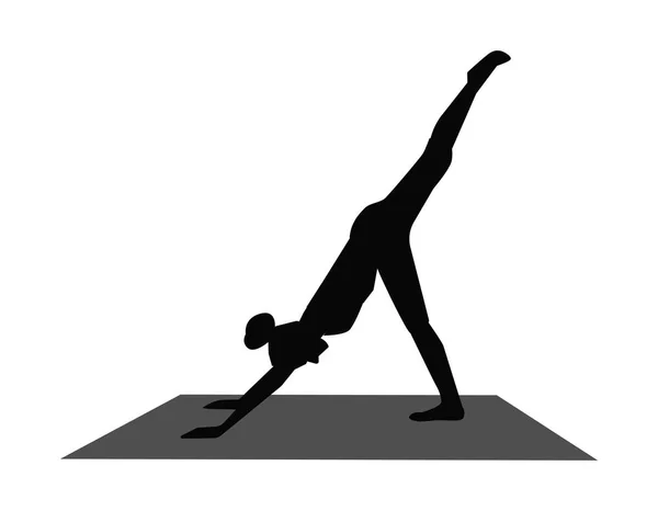 Ragazza silhouette in posa yoga . — Vettoriale Stock