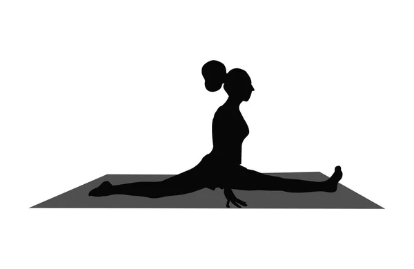 Silueta de niña en pose de yoga . — Vector de stock