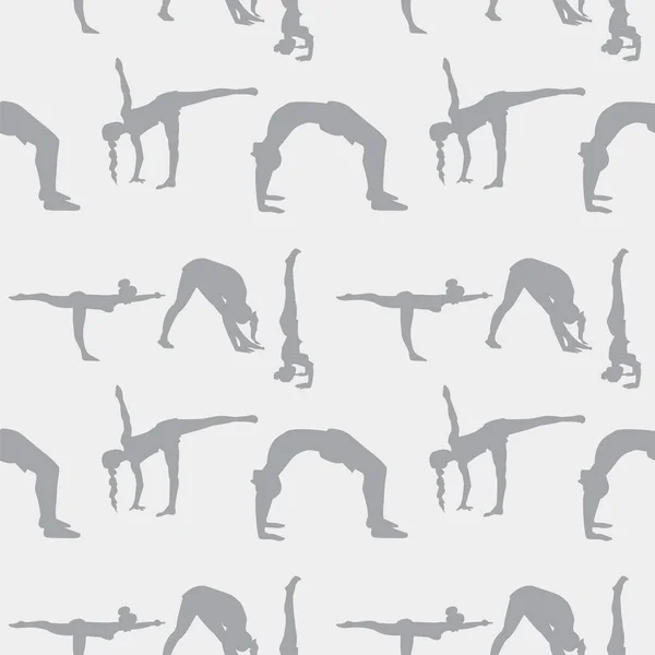 Yoga houdingen naadloze patroon. — Stockvector