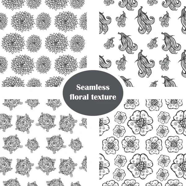 Floral seamless pattern set. hand-drawn — Stock Vector