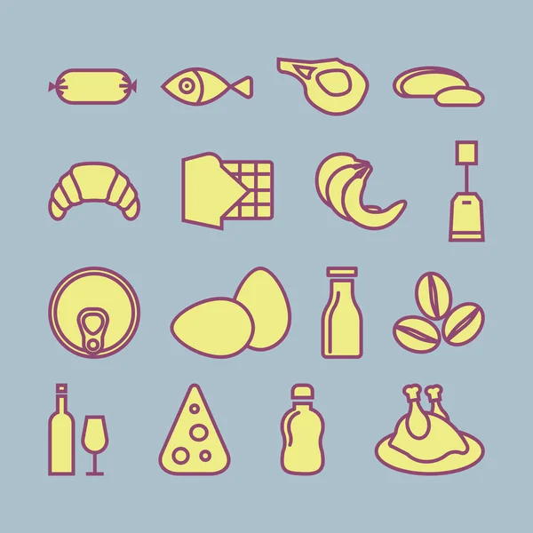 Conjunto de iconos de artículos de comestibles . — Archivo Imágenes Vectoriales
