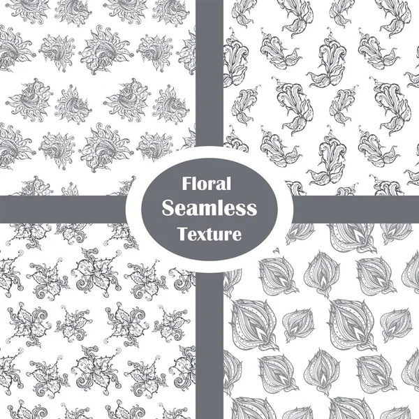 Floral seamless pattern set. hand-drawn — Stock Vector