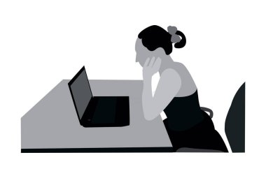 bir laptop oturan kız